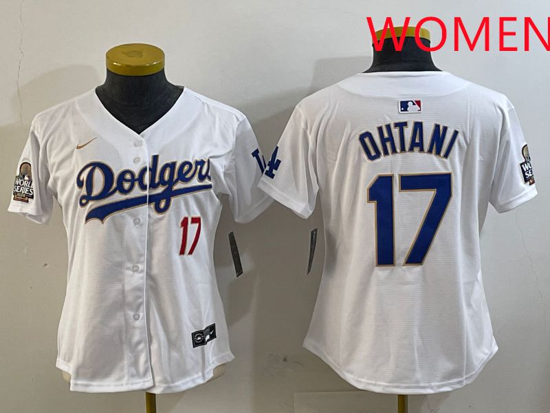 Women Los Angeles Dodgers #17 Ohtani White Gold Game 2025 Nike MLB Jersey style 1